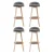 Artiss Dalvey 4x Bar Stools Grey Linen Upholstered, Padded Seat, Wooden Frame, 69cm, Rope Footrest, 360° Swivel