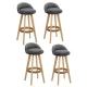Artiss Dalvey 4x Bar Stools Grey Linen Upholstered, Padded Seat, Wooden Frame, 69cm, Rope Footrest, 360° Swivel