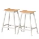 Artiss 2x Bar Stools, Pinewood Legs, 64cm Seat Height, Pine & White, Stylish & Durable Design, 150kg Capacity