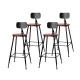 Artiss 4x Bar Stools Vintage Industrial Metal Chairs, Solid Pinewood Seat, Removable Backrest, 74cm Height, Black