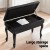Alpha Adjustable Height Piano Bench Stool with Storage, Solid Oak Frame, PU Leather Seat, 75x34x47cm, Black
