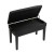 Alpha Adjustable Piano Bench Stool - Solid Oak, PU Leather, Storage, Anti-Slip Legs, 75x34x47cm, Black Finish