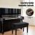 Alpha Adjustable Piano Bench Stool - Solid Oak, PU Leather, Storage, Anti-Slip Legs, 75x34x47cm, Black Finish