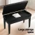 Alpha Adjustable Piano Bench Stool - Solid Oak, PU Leather, Storage, Anti-Slip Legs, 75x34x47cm, Black Finish
