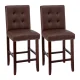 Artiss Ada Brown 2x Bar Stools: PU Leather, High Backrest, Rubber Wood Frame, 67cm Seat Height, 120kg Capacity, Set of 2 Artiss Ada Brown 2x Bar Stools: PU Leather, High Backrest, Rubber Wood Frame, 67cm Seat Height, 120kg Capacity, Set of 2