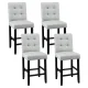 Artiss 4x Ada Grey Bar Stools - Faux Linen Upholstery, 67cm Seat, Rubber Wood Frame, High Back, Anti-Slip Protectors