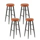 Artiss 4x Lane Brown Bar Stools - Round PU Leather, Metal Frame, 76cm High, Anti-Slip, Thick Foam, Easy Assembly