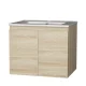 Cefito Vanity Unit with Basin, Oak Finish, 600mm, Nano-Glazed Ceramic, Modern Bathroom Cabinet, Easy Install