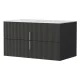 Cefito 900mm Wall Hung Vanity Unit, Black Timber Front, Carrara Stone Top, Soft-Close Drawers, Bathroom Cabinet