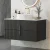 Cefito 900mm Wall Hung Vanity Unit, Black Timber Front, Carrara Stone Top, Soft-Close Drawers, Bathroom Cabinet
