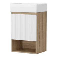 Cefito 445mm Wall Hung Vanity Unit: Modern White Basin Cabinet with Soft-Close Doors & Ample Storage, Durable Timber