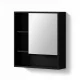 Cefito Black Wall-Mounted Bathroom Mirror Cabinet, 560mm, Water-Resistant, Adjustable Shelves, Modern Design