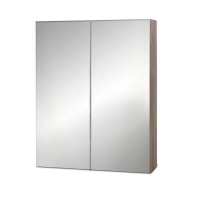 Cefito Bathroom Mirror Cabinet, MDF, 600x720mm, Natural Oak, Eco-Friendly, Adjustable Shelves, Soft-Close Doors
