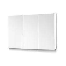 Cefito White Bathroom Vanity Mirror Cabinet: High Gloss MDF, 3 Soft-Close Doors, Adjustable Shelves, 900x150x720mm