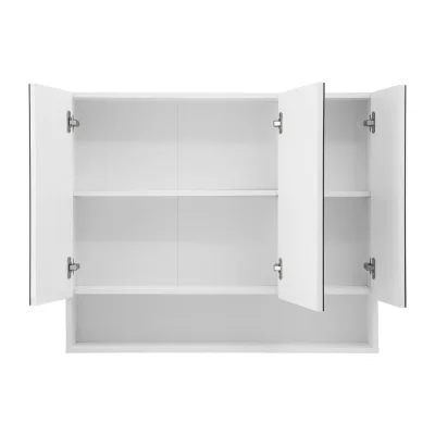 Cefito Bathroom Mirror Cabinet 900x750mm White MDF Wall Hung Medicine Cabinet with Adjustable Shelves and Triple Doors