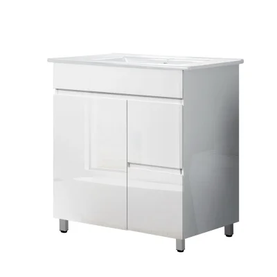 Cefito Bathroom Vanity Unit, MDF & Nano Ceramic, 765mm, High-Gloss Finish, Modern Freestanding Basin Cabinet