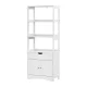Artiss Bathroom Floor Storage Cabinet, White MDF, 2 Drawers, 3 Open Shelves, 2 Doors, 60x33x154cm, Easy Assembly