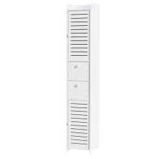 Artiss Bathroom Toilet Storage Cabinet - Slim Tallboy with Ventilated Doors, 2 Drawers, Water-Resistant, 118cm, White