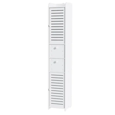 Artiss Bathroom Toilet Storage Cabinet - Slim Tallboy with Ventilated Doors, 2 Drawers, Water-Resistant, 118cm, White