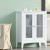Artiss 80cm Bathroom Storage Cabinet White MDF Glass Doors Adjustable Shelves Floor Sideboard Cupboard Buffet