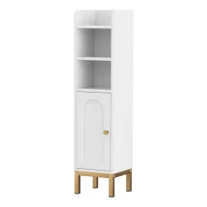 Artiss Ultra-Slim Bathroom Storage Cabinet: 20x20x84cm, White MDF, Adjustable Shelf, Anti-Tip Kit, Tool-Free Assembly