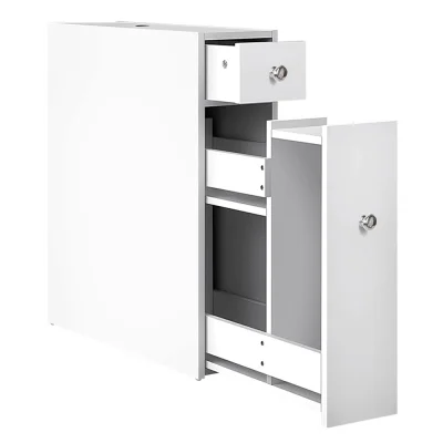 Artiss Slim Bathroom Storage Cabinet & Tissue Holder, 50x16x58cm, Eco-Friendly MDF, White, Space-Saving Design