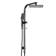 Cefito 10" Square Rain Shower Head Set Matte Black, High Pressure, Solid Brass, Handheld 3 Spray, 1.5m Hose
