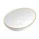 Cefito Bathroom Basin Ceramic Vanity Sink - 41x34cm White with Gold Line, Anti-Scratch, Heat-Resistant, 5-Year Warranty