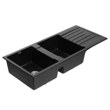 Cefito Granite Stone Double Bowl Kitchen Sink 116x50cm Black – Heat & Scratch Resistant, 10-year warranty, Food Safe