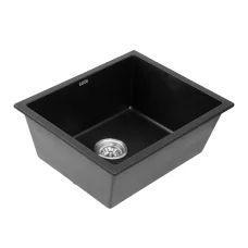 Cefito 55x45cm Granite Kitchen Sink - Black Single Bowl, Heat & Scratch Resistant, 10-year warranty, Food Grade Material