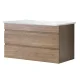 Cefito Bathroom Vanity Unit, E1 MDF, 915mm, Oak/White, Modern Wall-Hung Cabinet with Nano-Glaze Basin & Storage