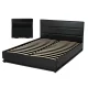 Artiss RGB LED Double Bed Frame & Bedside Table Set - 16 Colour Mood Lighting, PVC Leather, Gas-Lift, Storage, Black
