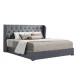 Artiss King Size Bed Frame Gas Lift Storage Grey Faux Linen, Tufted Headboard, Sturdy Wooden Slats, Easy Assembly