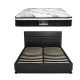 Artiss RGB LED Queen Bed Frame & 32cm Giselle Mattress Set - PVC Leather, Orthopaedic Support, Smart Lighting