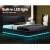 Artiss Double Bed Frame Black PVC Leather with Gas Lift Storage, LED Headboard, 16 Colours, Lumi Series