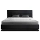 Artiss King Size Bed Frame Black PVC Leather Gas Lift Storage with LED Headboard 16 Colours LUMI