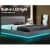 Artiss Lumi Queen Size Bed Frame Gas Lift Storage Grey LED Lights 16 Colours Faux Linen Upholstered Fabric