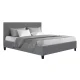 Artiss Neo Double Bed Frame - Grey, Modern Faux Linen Upholstery, Sturdy Wood & Metal, Easy Assembly, 300kg Capacity