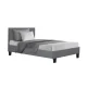 Artiss Neo King Single Bed Frame, Grey - Modern Faux Linen, Padded Headboard, Sturdy Wood & Metal Design