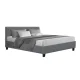 Artiss Neo Queen Bed Frame - Grey Faux Linen, High-Density Foam, Sturdy Wood & Metal, Easy Assembly