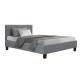 Artiss Neo Single Bed Frame Grey - Modern Faux Linen, High-Density Foam, Solid Wood & Metal Connectors