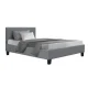 Artiss Neo Single Bed Frame Grey - Modern Faux Linen, High-Density Foam, Solid Wood & Metal Connectors