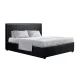 Artiss Nino Queen Bed Frame, Black PU Leather, Gas Lift Storage, Steel & Wood Construction, Easy Assembly, 215x160x87cm