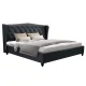 Artiss King Size Bed Frame - Charcoal Pier, French Provincial Design, Linen Upholstery, Steel Frame, Tufted Headboard