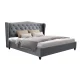 Artiss King Size Pier Bed Frame, Grey - French Provincial Style, Tufted Wing Headboard, Steel & Wood Construction