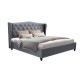 Artiss Pier Bed Frame Queen Size Grey French Provincial Style, Linen Fabric, Tufted Headboard, Sturdy Steel Frame