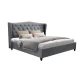 Artiss Pier Bed Frame Queen Size Grey French Provincial Style, Linen Fabric, Tufted Headboard, Sturdy Steel Frame