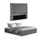 Artiss Queen Bed Frame with Storage, Grey Velvet Headboard, Gas Lift Platform Base, 300kg Capacity, Easy Assembly