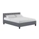 Artiss Vanke Queen Size Bed Frame - Grey Faux Linen, Solid Wood Slats, Tufted Headboard, Metal Legs, 217x160x88cm