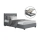 Artiss King Single Bed Frame with Gas Lift Storage, Grey Faux Linen, Tufted Headboard, Steel & Wood Construction